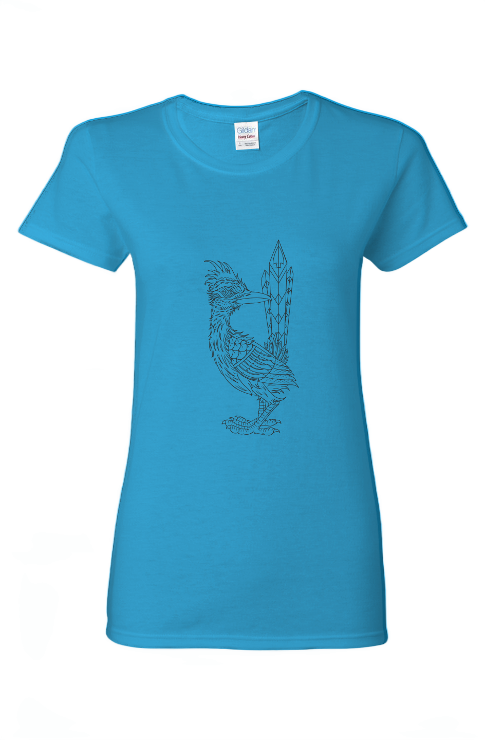 Ladies American Traditional tattoo stencil roadrunner Heavy Cotton T-Shirt