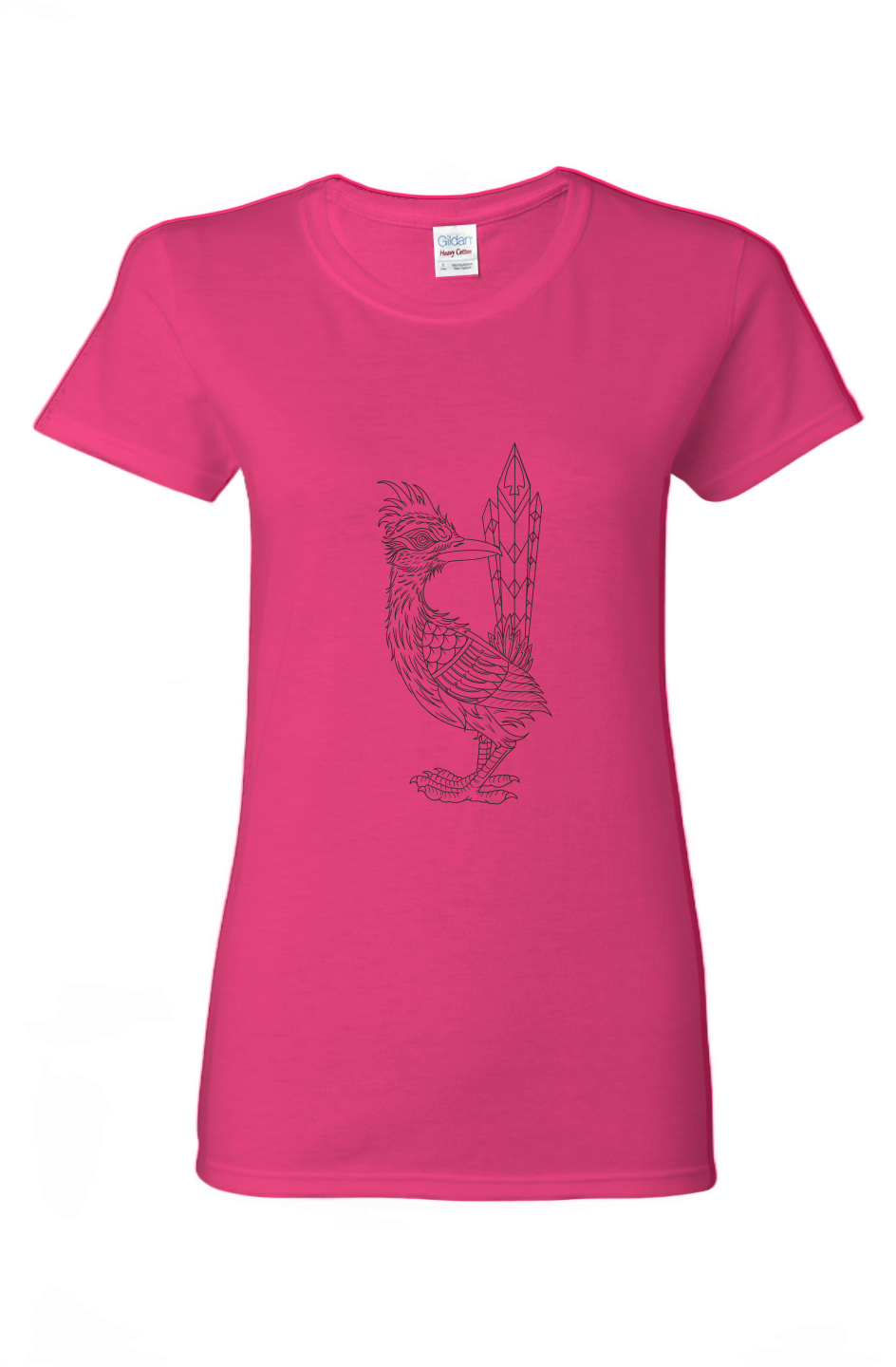Ladies American Traditional tattoo stencil roadrunner Heavy Cotton T-Shirt